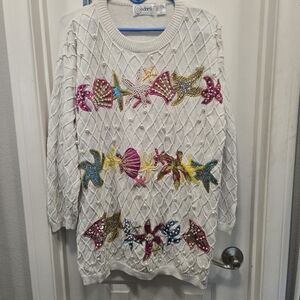Cedars Vintage Colorful Embellished Sweater Size L